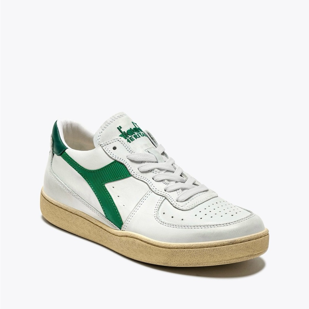 NWOB Diadora Heritage “ MI Basket Lo Used” in White and Verdant Green, Size 7 - Picture 8 of 14
